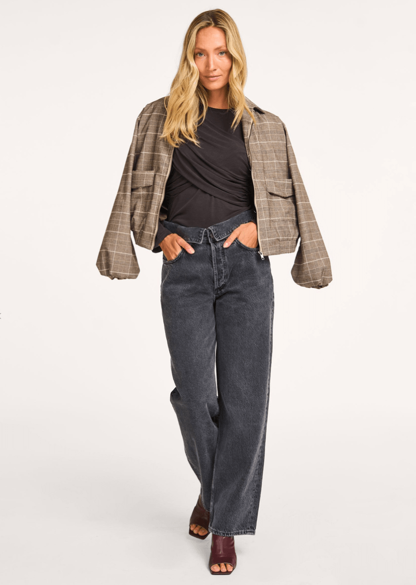 Co'couture Camilla CC drapírozott, hosszú ujjú blúz – fekete