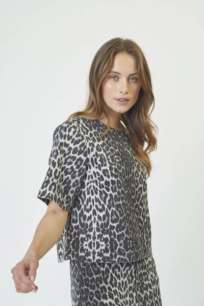 Co'couture Leo CC leopárdmintás farmerblúz – khaki