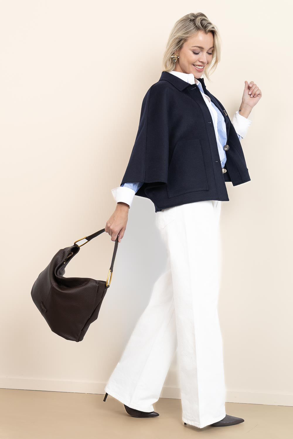 Co'couture Suri bő szabású, csíkos ing – Blue Mix