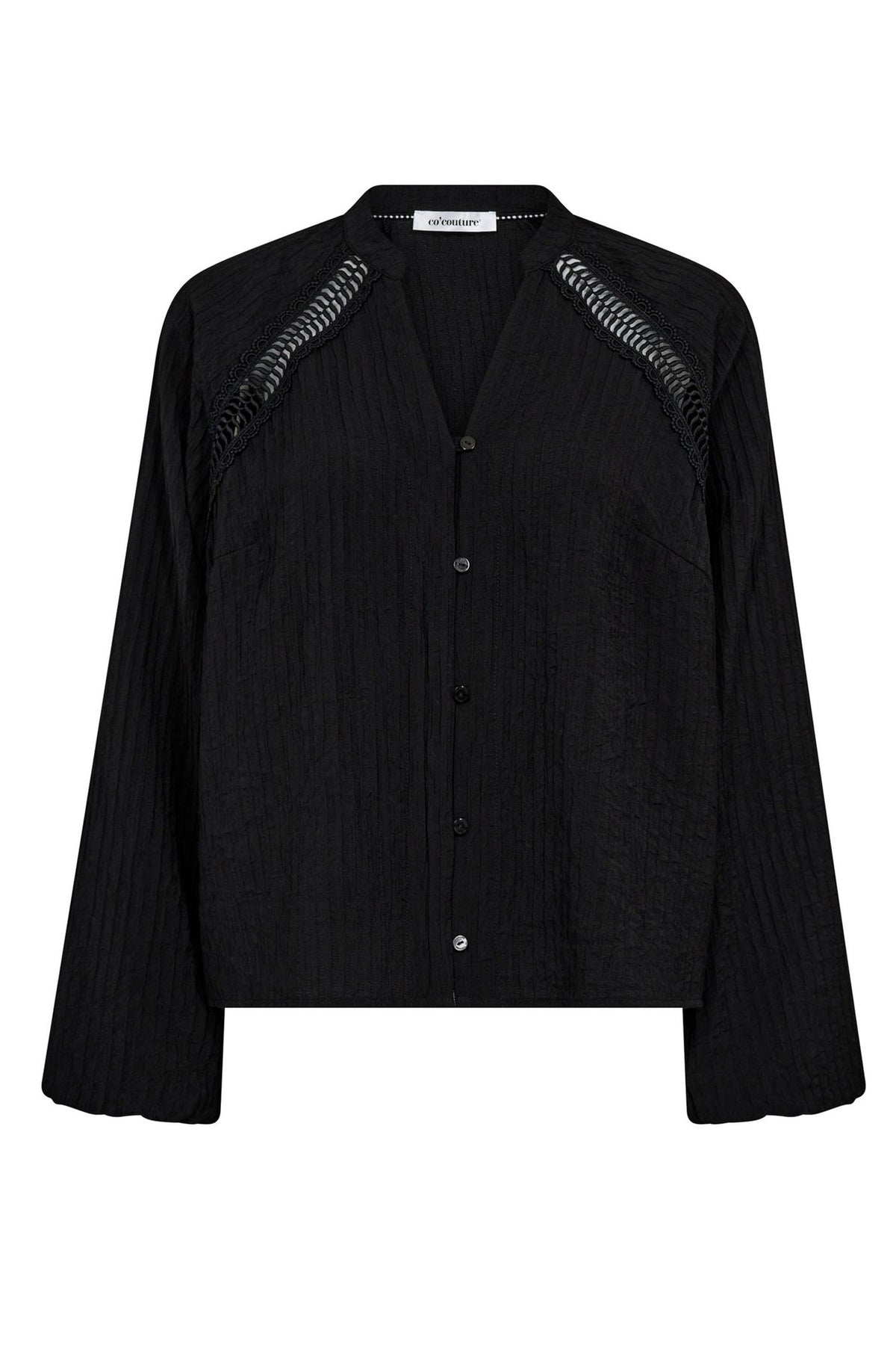 Co'couture Shina CC csipkés, V-nyakú ing – fekete