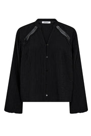 Co'couture Shina CC csipkés, V-nyakú ing – fekete