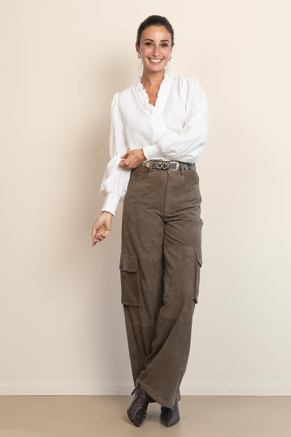 Co'couture Shina CC fodros viszkózblúz – natúr