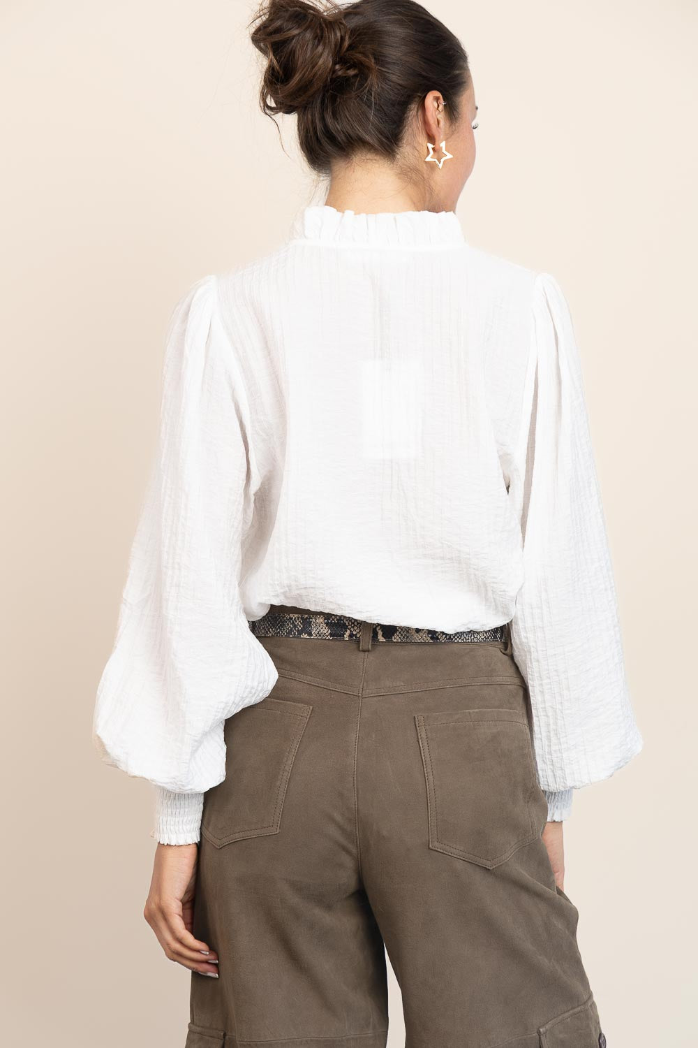 Co'couture Shina CC fodros viszkózblúz – natúr