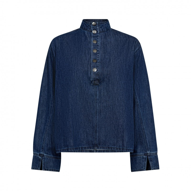 Co'couture Azmina CC gomboláspántos farmerblúz – farmerkék