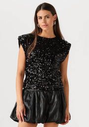 Co'couture Roslyn CC flitteres felső – fekete