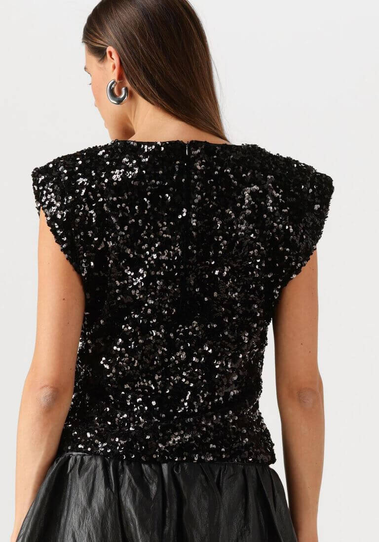 Co'couture Roslyn CC flitteres felső – fekete