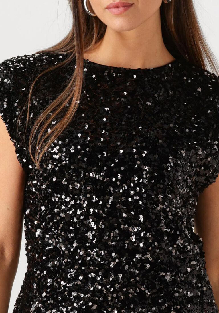 Co'couture Roslyn CC flitteres felső – fekete