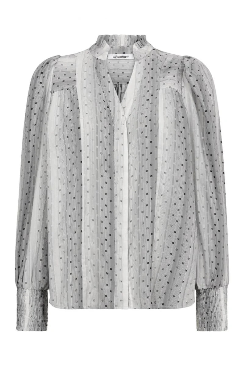 Co'couture Olly CC hosszú ujjú, V-nyakú ing – törtfehér