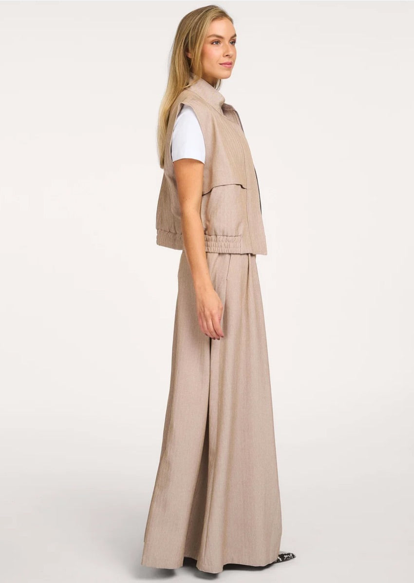Co'couture Marlo CC hosszú, bő szárú nadrág – homokszín