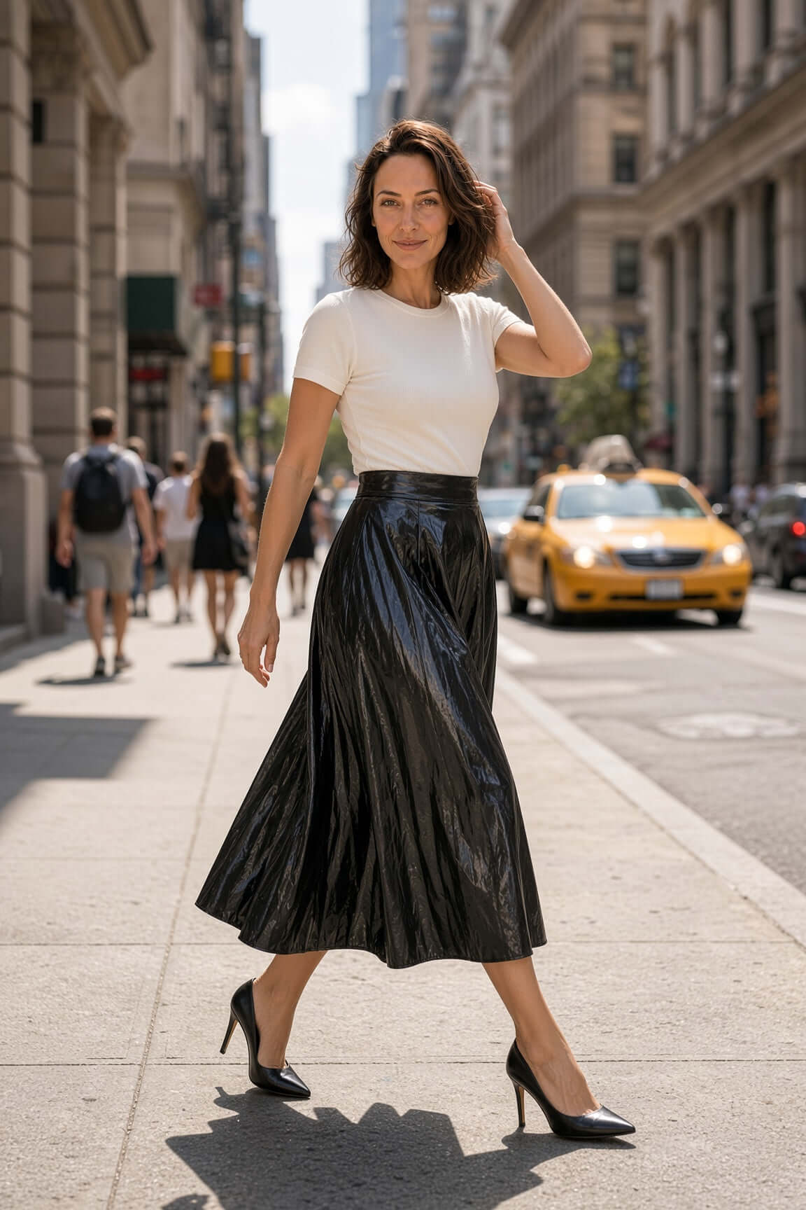 Marciano by Guess pliszírozott műbőr midi szoknya