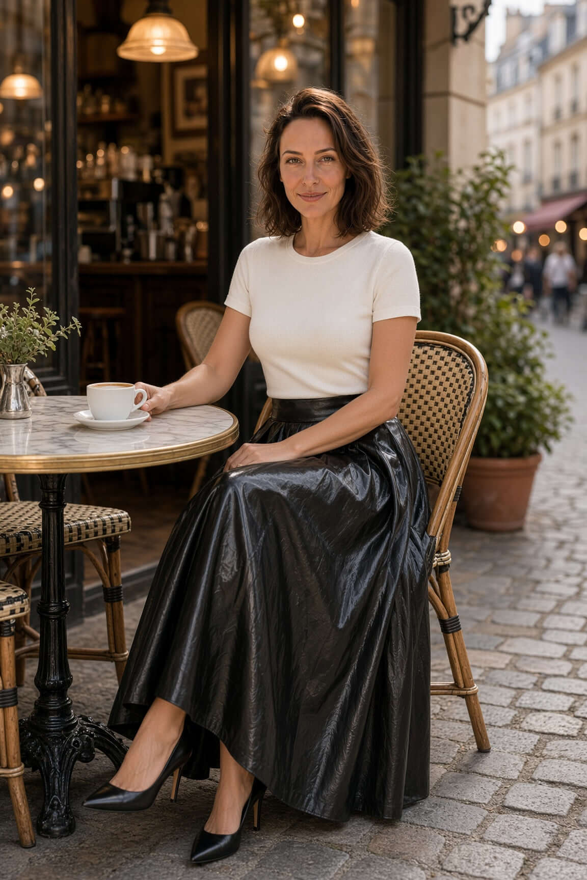 Marciano by Guess pliszírozott műbőr midi szoknya
