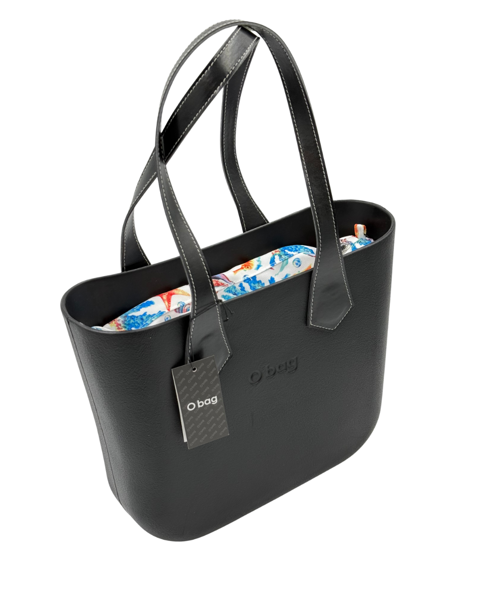 O bag Mini – Fekete táska óceánmintás belsővel