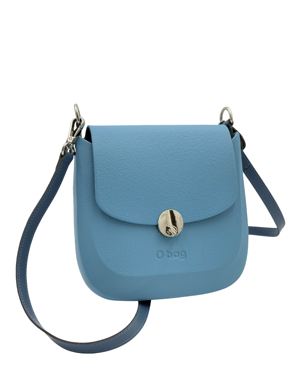 O bag Chase – Sky Blue Crossbody Bag with Navy Leather Strap