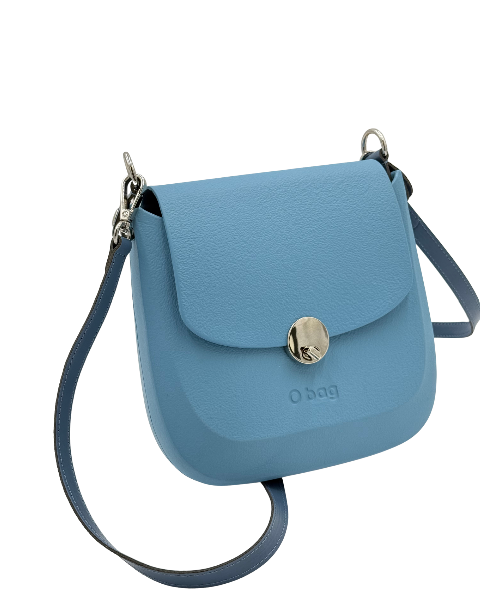 O bag Chase – Sky Blue Crossbody Bag with Navy Leather Strap