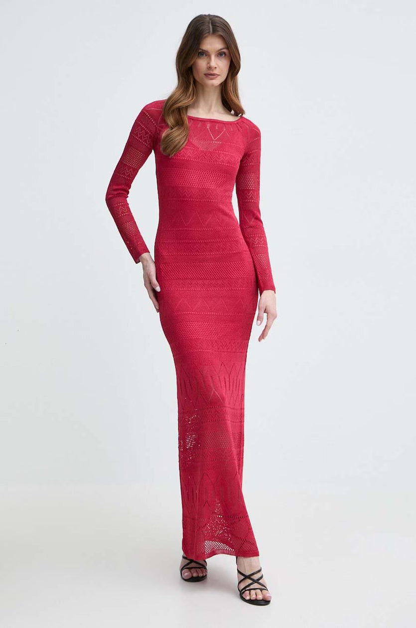 Guess by Marciano Red Long Sleeve Hydra Maxi Sweater Dress