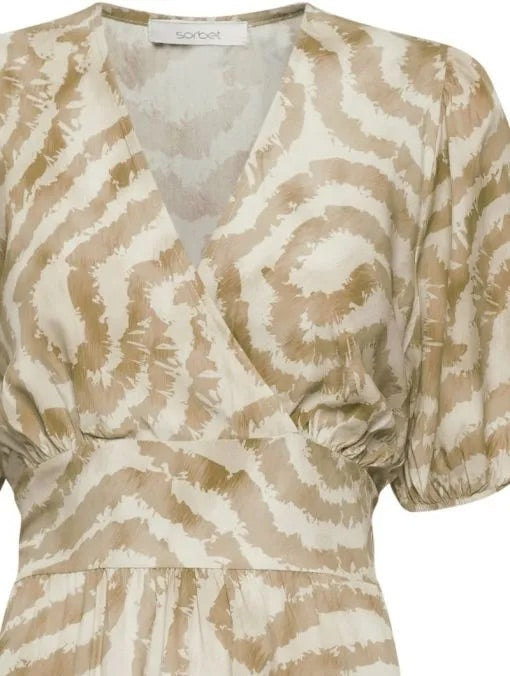 Sorbet SBALPINE örvénymintás midiruha - bézs