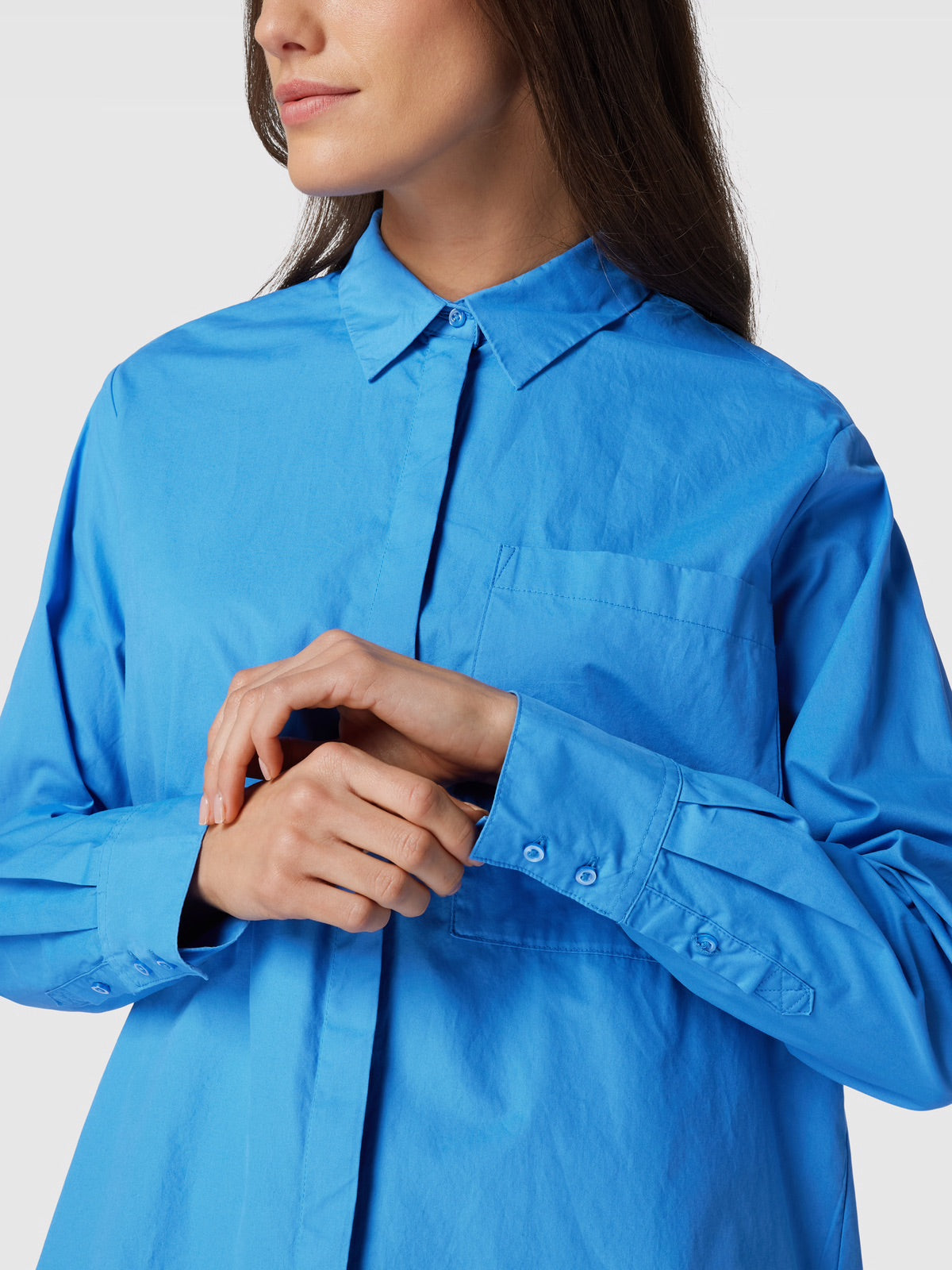 s.Oliver RED LABEL Cotton Shirt with Chest Pocket - Royal Blue