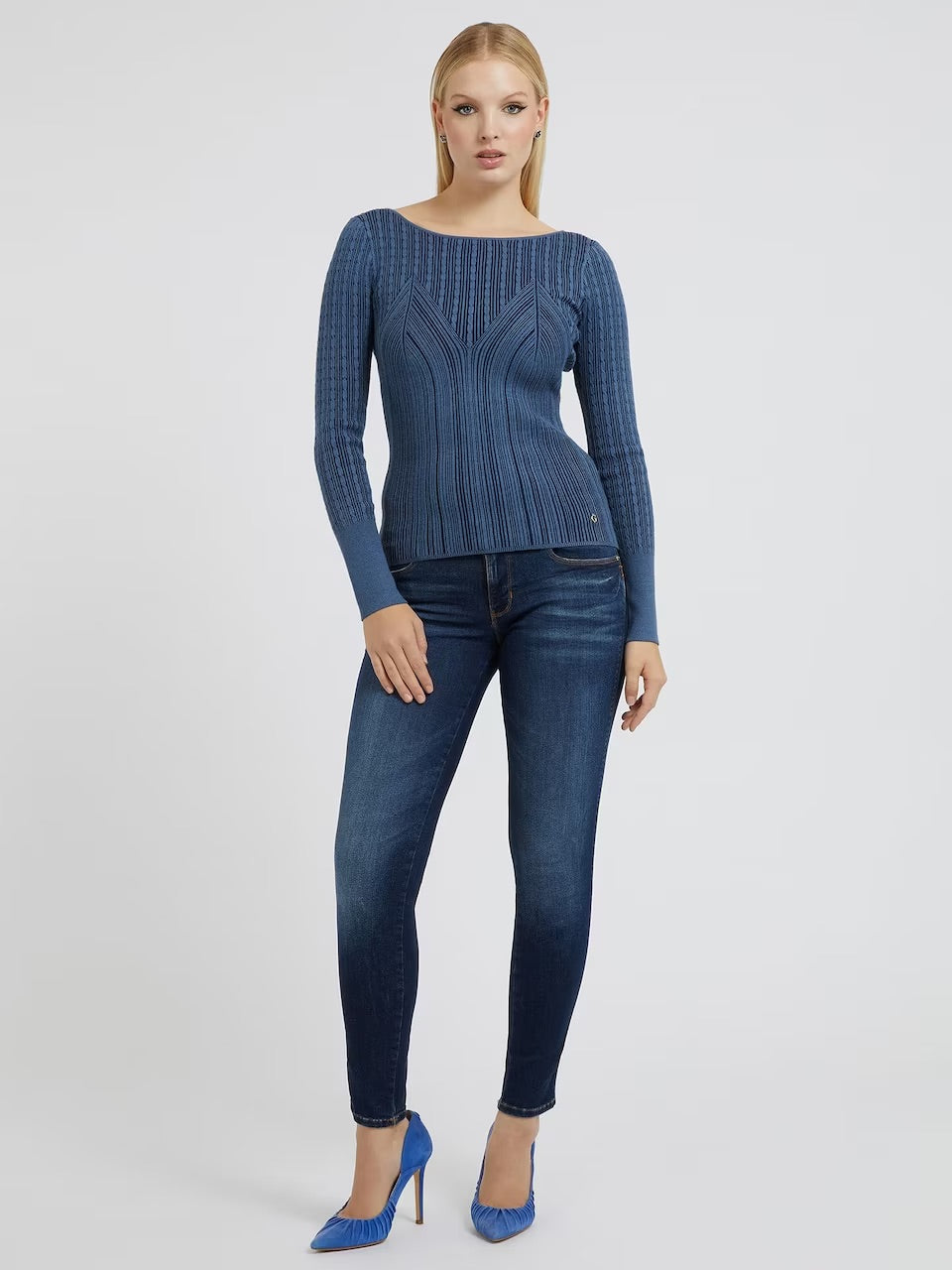 Guess Sexy Curve Stretch Szűk Szárú Farmer – Sötétkék
