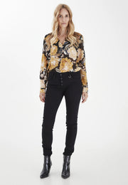 PULZ PZANNA Szűk szárú farmer, fekete