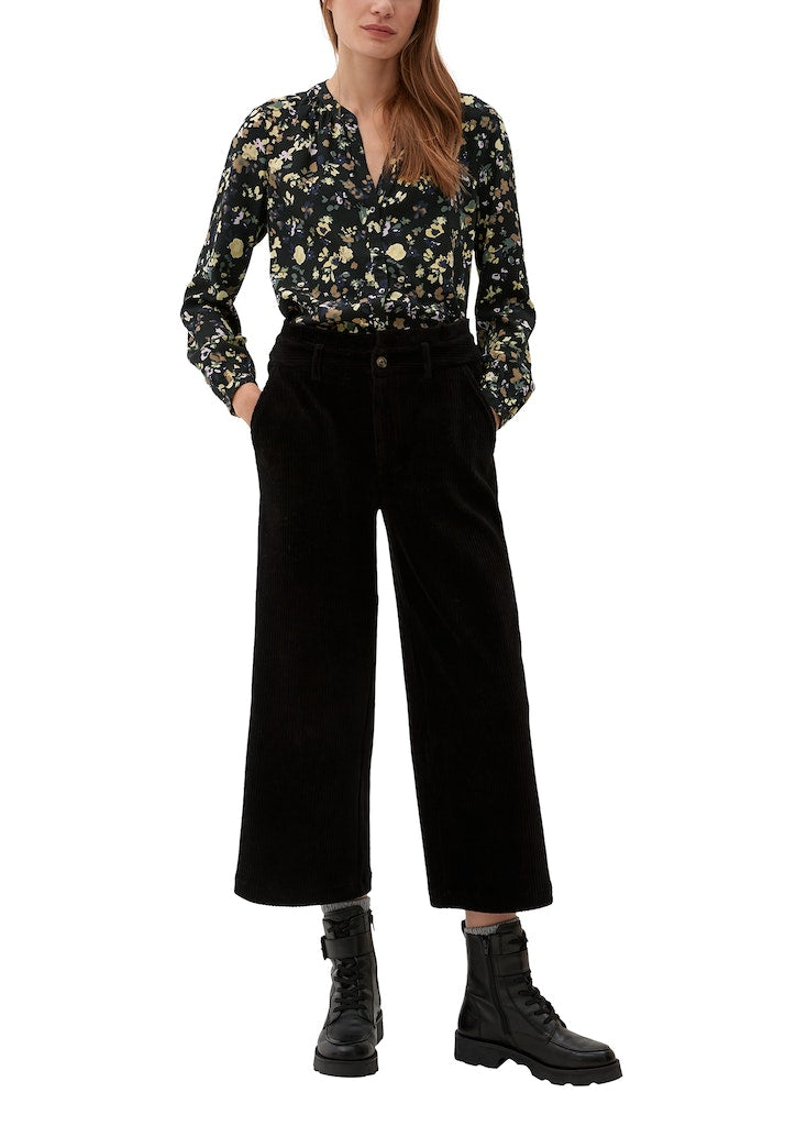 s.Oliver Ditsy virágmintás blúz - fekete, krémszínű és zöld színben