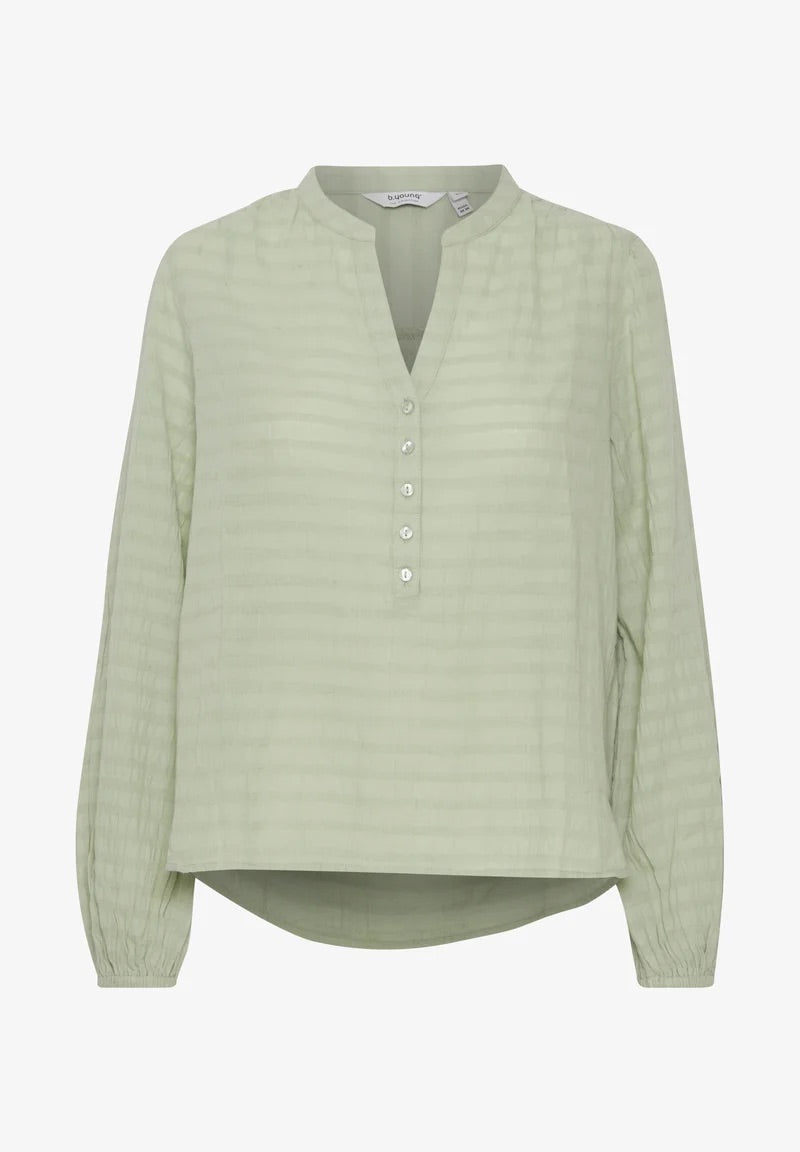 b.young BYIloni Textured Jacquard Blouse - Smoke Green