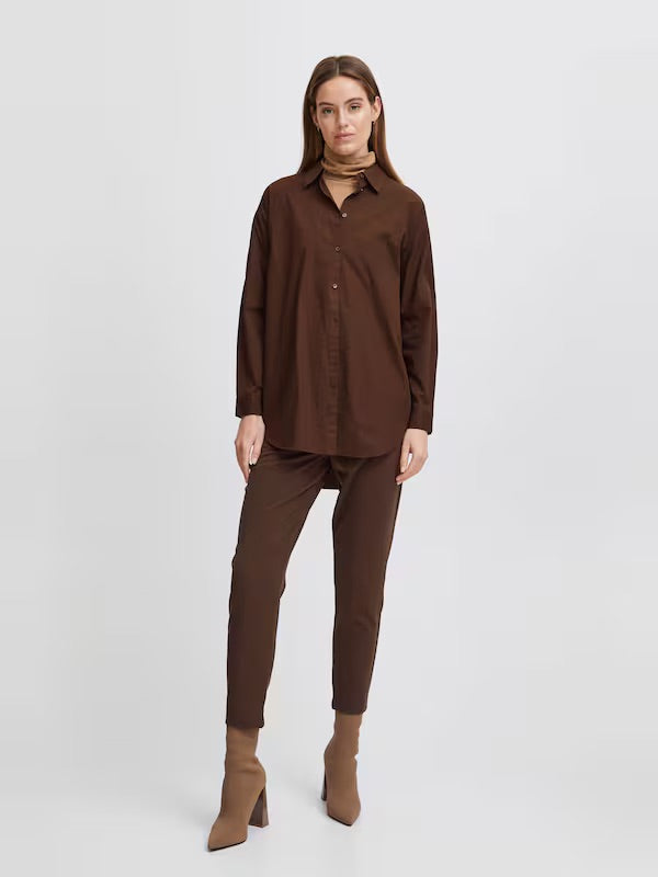 b.young BYGamze Oversized Tunic Shirt - Dark Brown