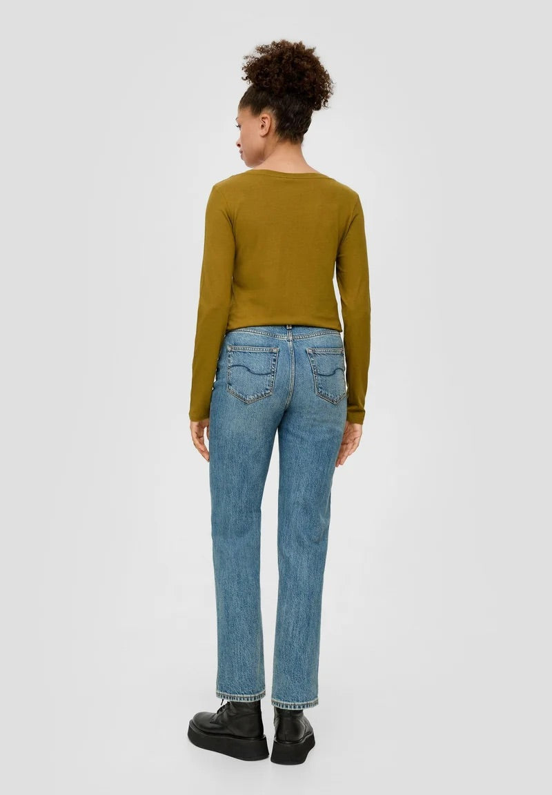 QS by s.Oliver hosszú ujjú felső tunika nyakkivágással - Guacamole