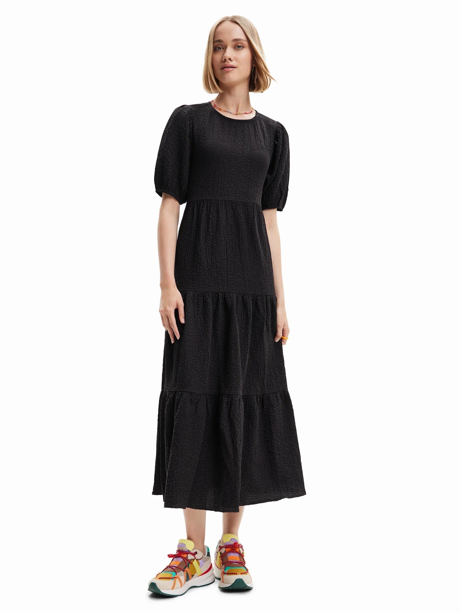 Desigual Wend Open-Back Tiered Midi Dress