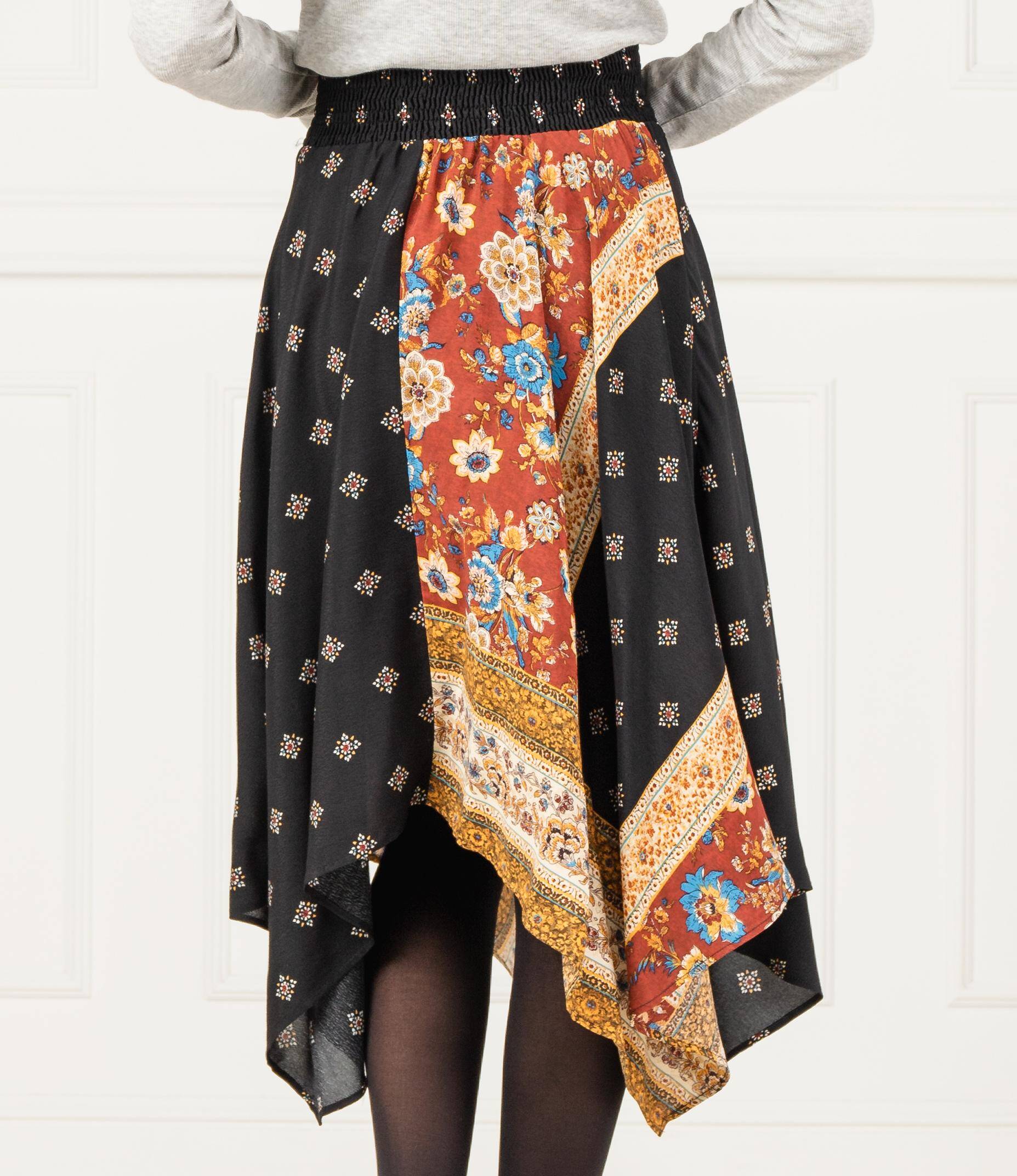 DESIGUAL, Blunt virágmintás aszimmetrikus szoknya