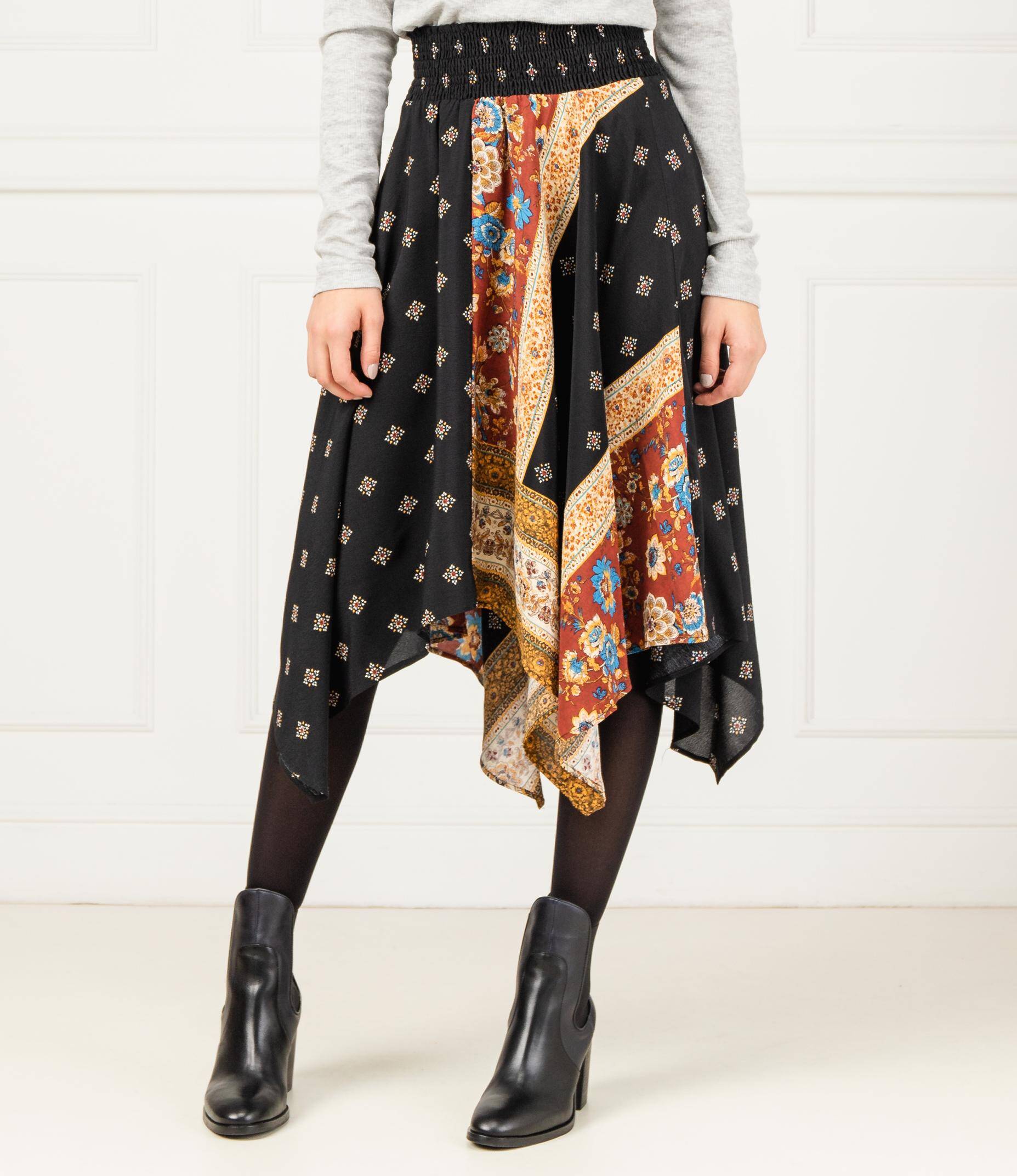 Desigual Blunt Floral Asymmetric Skirt