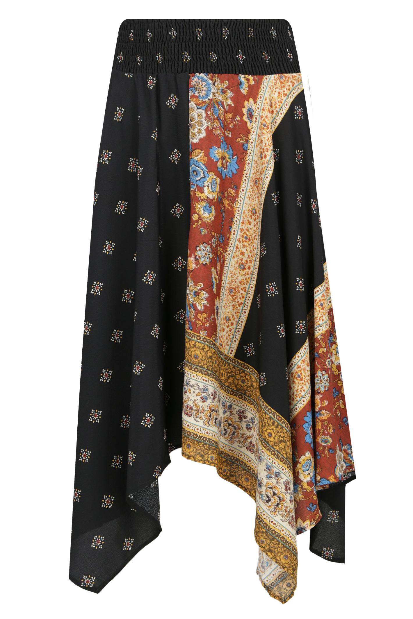 DESIGUAL, Blunt virágmintás aszimmetrikus szoknya