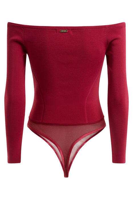 Marciano by Guess Off-Shoulder Ribbed mid magenta Bodysuit
