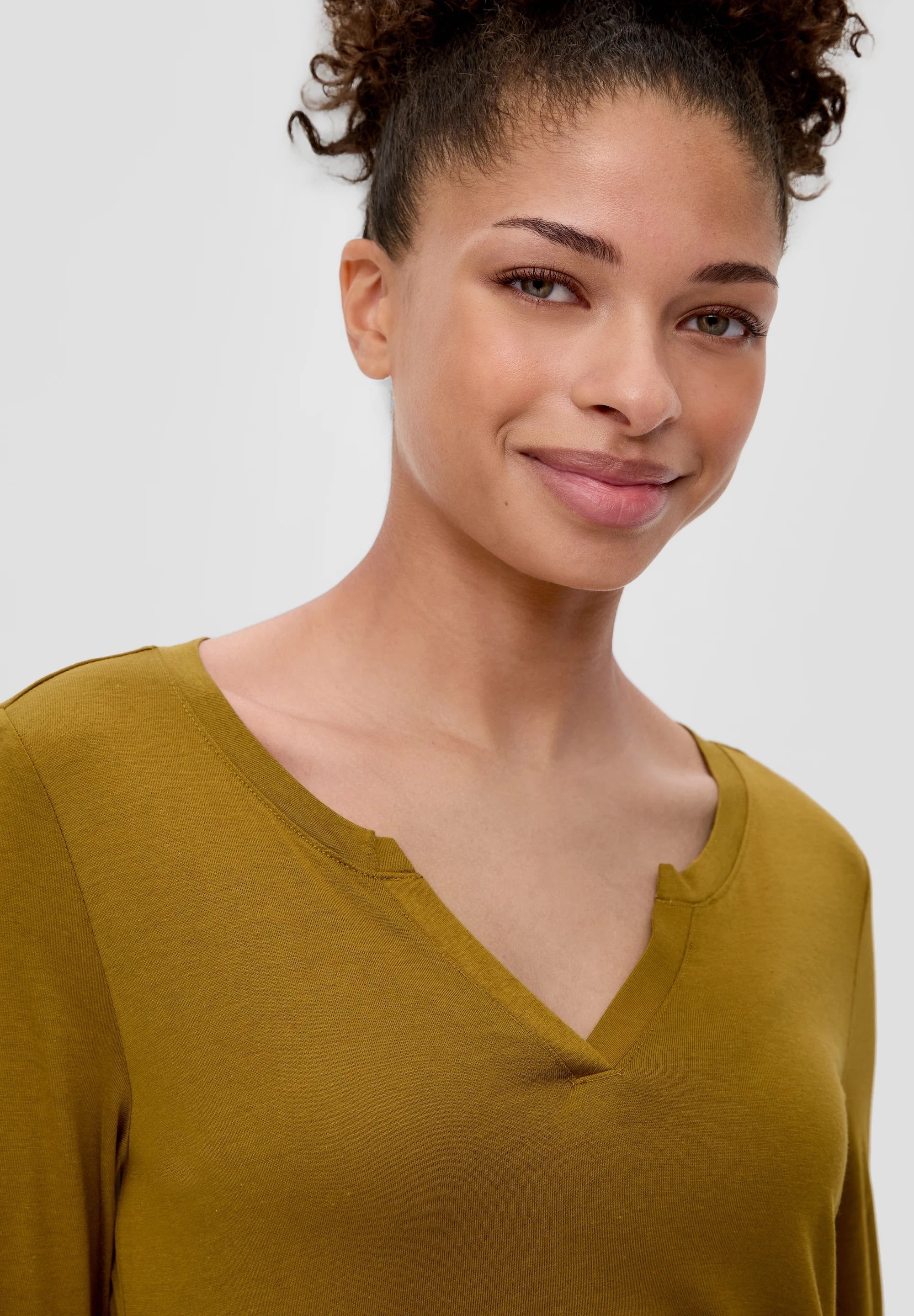 QS by s.Oliver hosszú ujjú felső tunika nyakkivágással - Guacamole