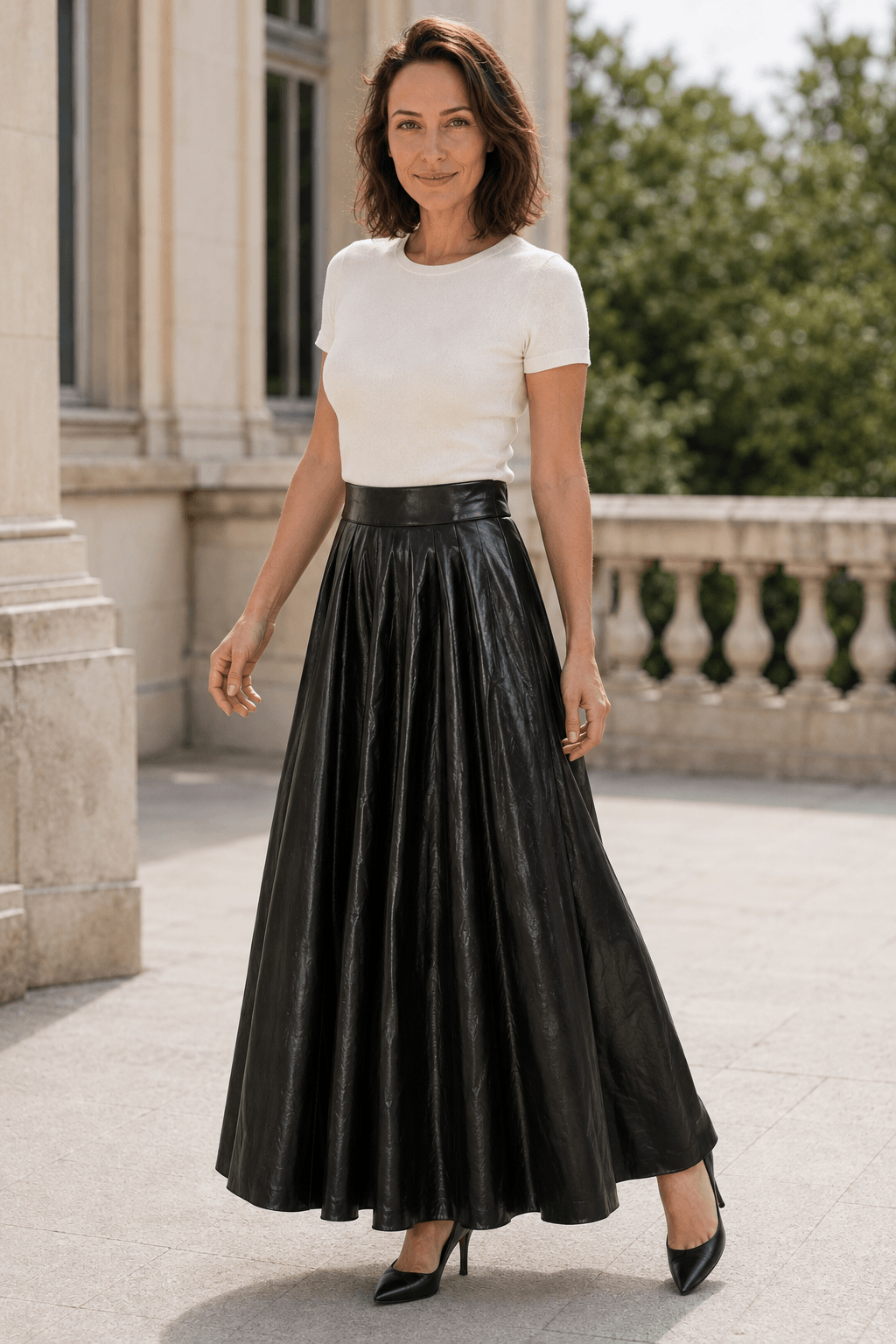 Marciano by Guess pliszírozott műbőr midi szoknya