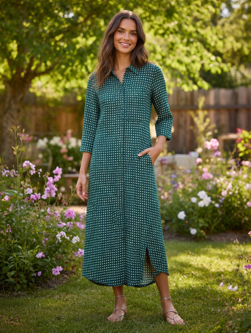 ICHI ruha – zöld geometrikus minta