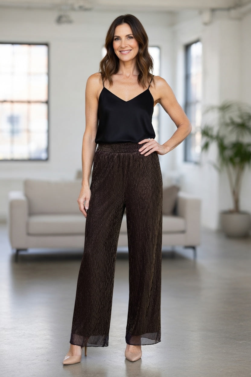 ICHI Alkalmi nadrág – Sötétbarna metál