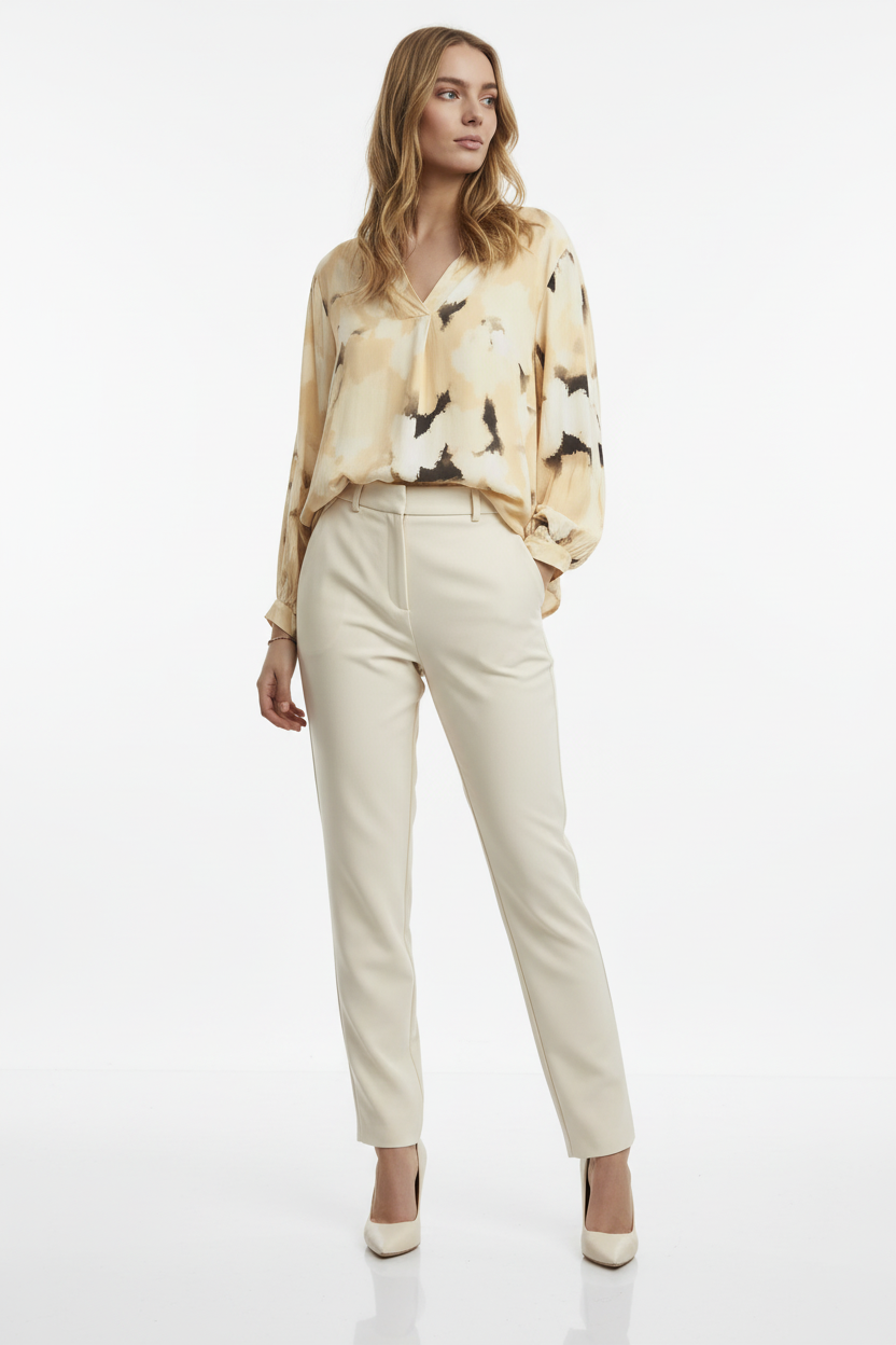 Sorbet Irina Abstract Print Blouse - Sandshell