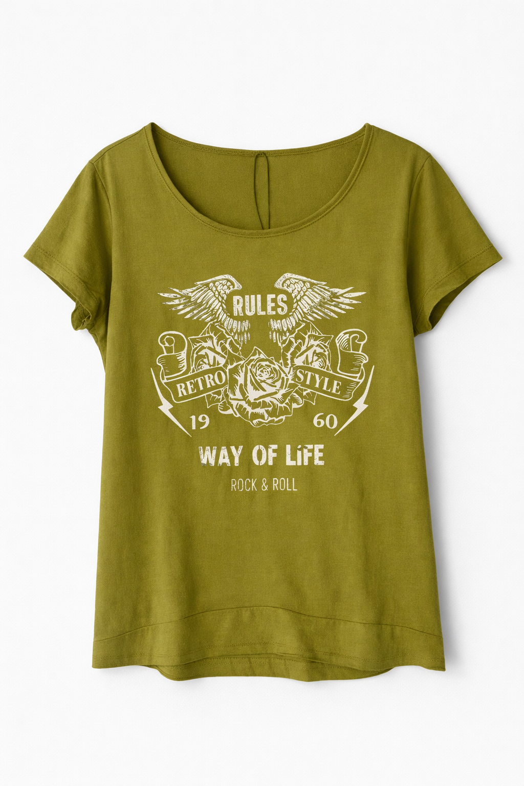 Sorbet SBRIMINI Retro Grafikás Póló - Olivazöld