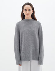 InWear TiaIW Boxy Pullover - Szürke Bordázott Kötésű Pulóver