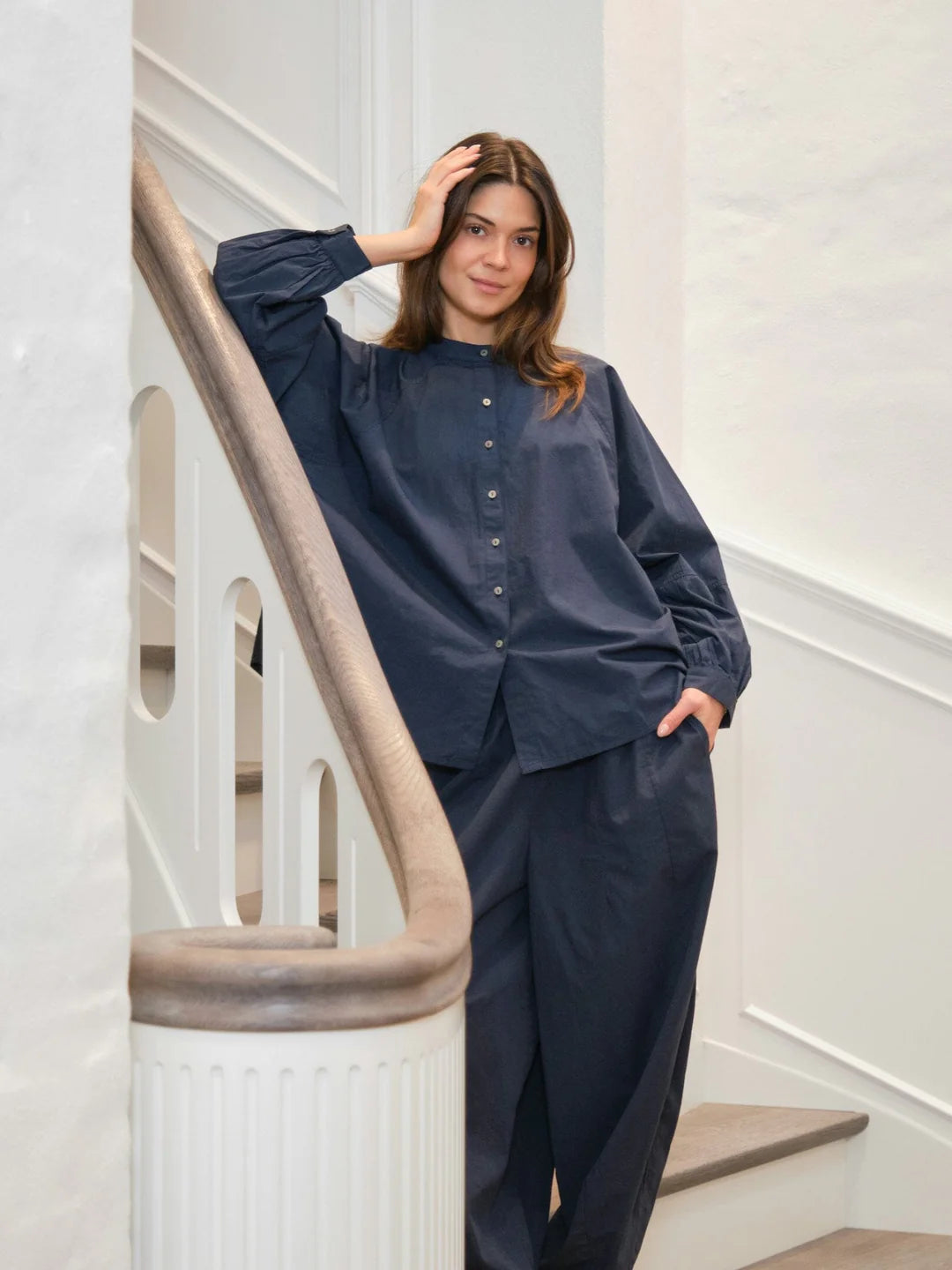 Neo Noir Prina C Navy Poplin ballon nadrág – Gumírozott, húzózsinóros derék | Női