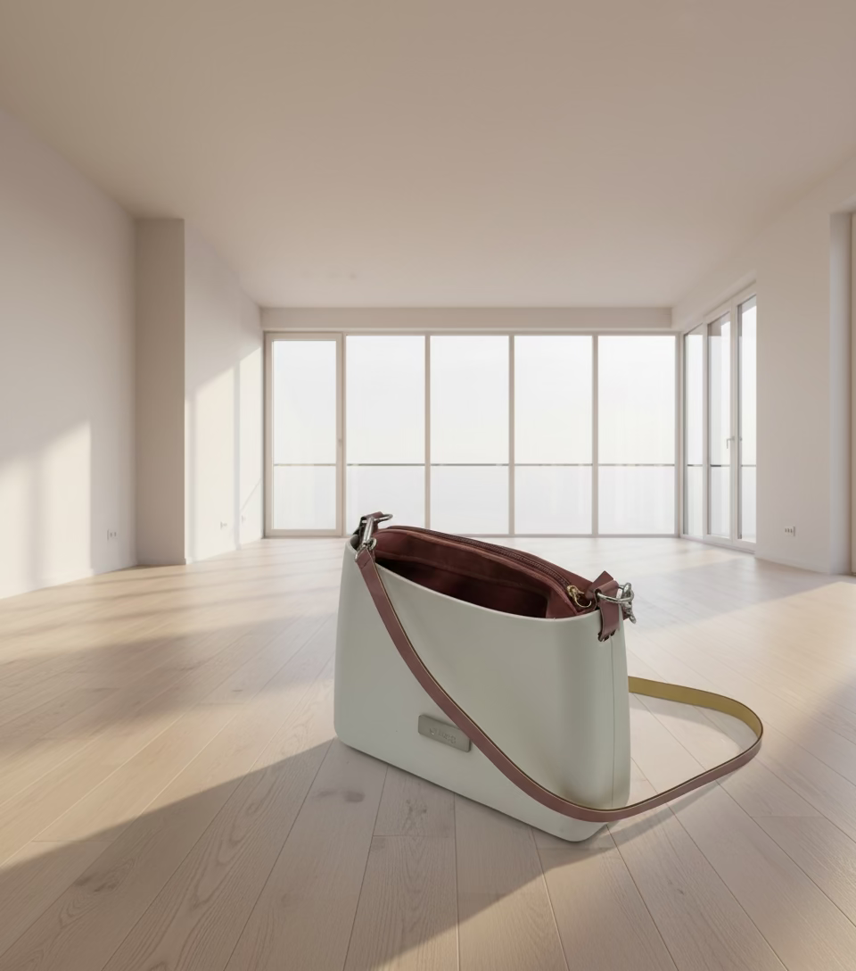 O bag Glam – fehér,  Testa di Moro szarvasbőr hatású béléssel