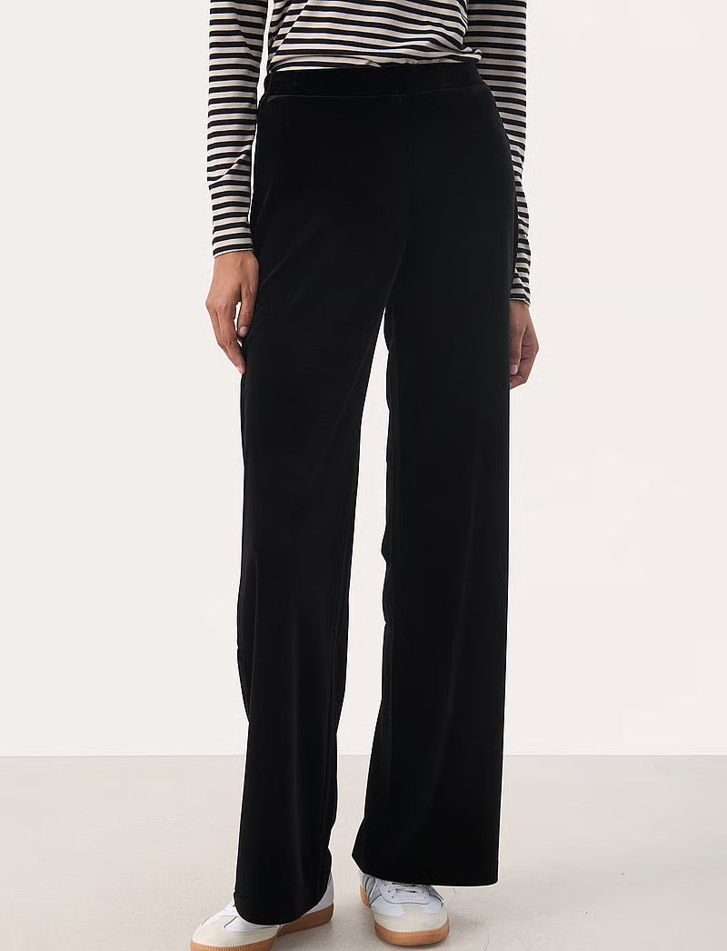 Part Two DorellasPW Trousers - Black Velvet Straight Leg Pants