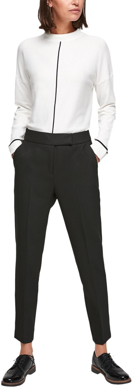 s.Oliver női fekete szabónadrág - karcsúsított szabású, bokáig érő - modell 2102854