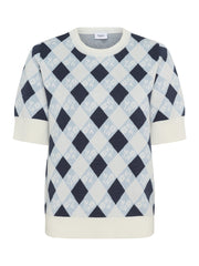 Saint Tropez MECHELLESZ rombuszmintás pulóver – Cloud Naval Blue
