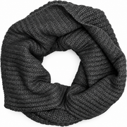 s.Oliver charcoal grey ribbed knitted snood with a marl texture, shown on a white background